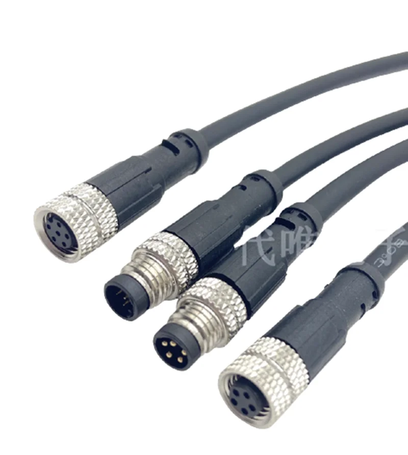 IP67 M8 Sensor Connector Cable  Waterproof Plug Male&Female Straight Angle3 4 5 6 8Pin +2m PVC Line AB Code  Screw