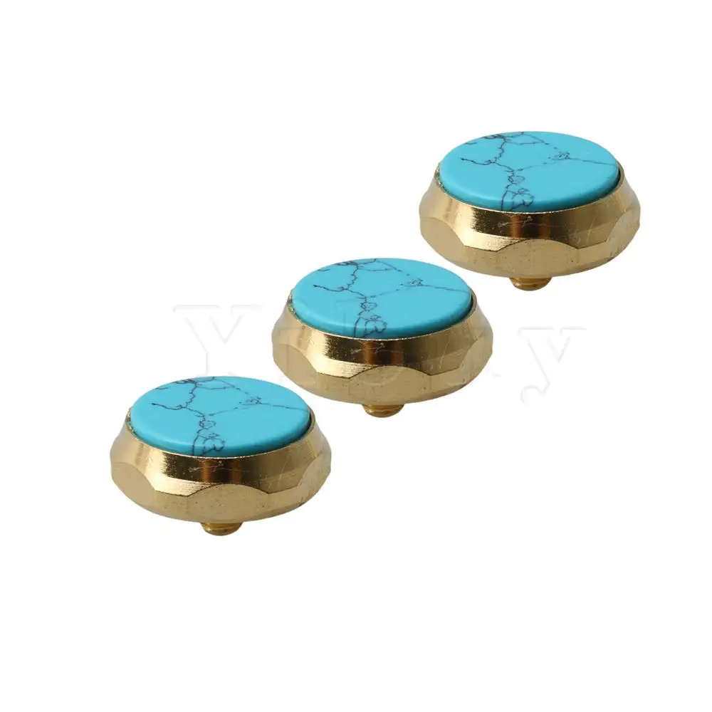 Yibuy 9pcs Instrument Parts Inlays Blue Turquoise Trumpet Finger Buttons