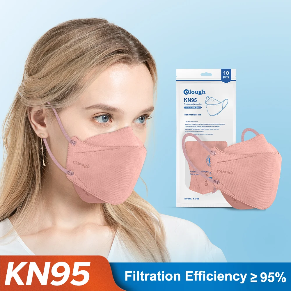 Elough-mascarillas fpp2 de 4 capas, máscara respiratoria kn95, 10-100 piezas