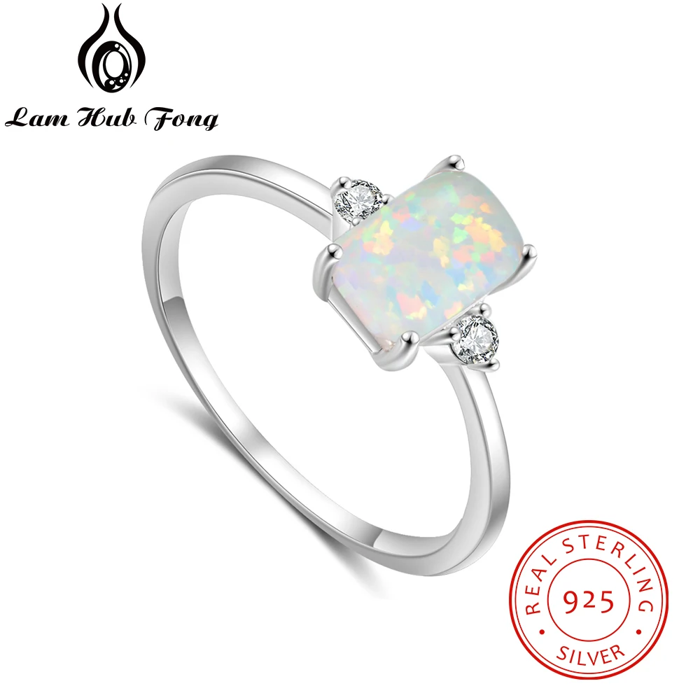 925 Sterling Silver Rings Rectangular Opal with Cubic Zircon for Women Ring Wedding Fine Jewelry Accessories Chistmas Gift