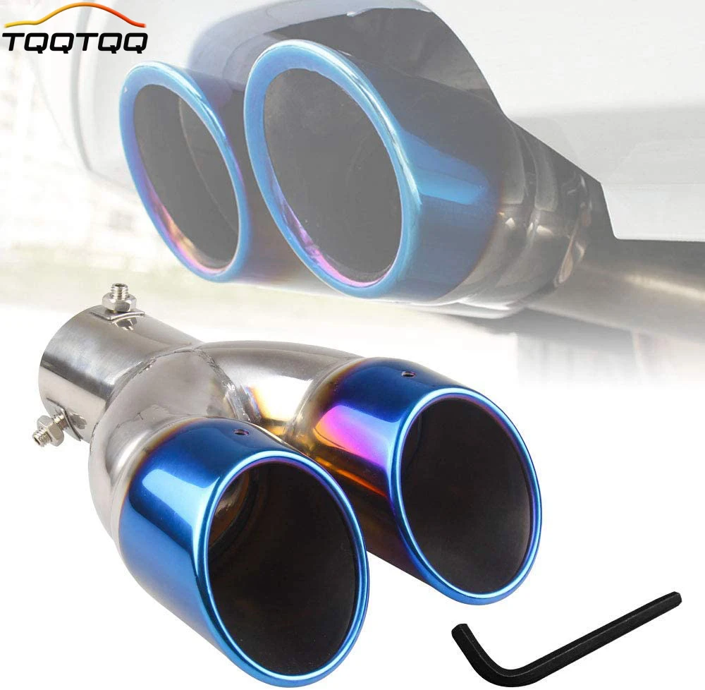 

Dual Exhaust Tip Exhaust Pipe Trim Fit 1.5L-2.0L,2.5"/6.35cm Stainless Steel Muffler Tail Universal Double Outlets End Pipe