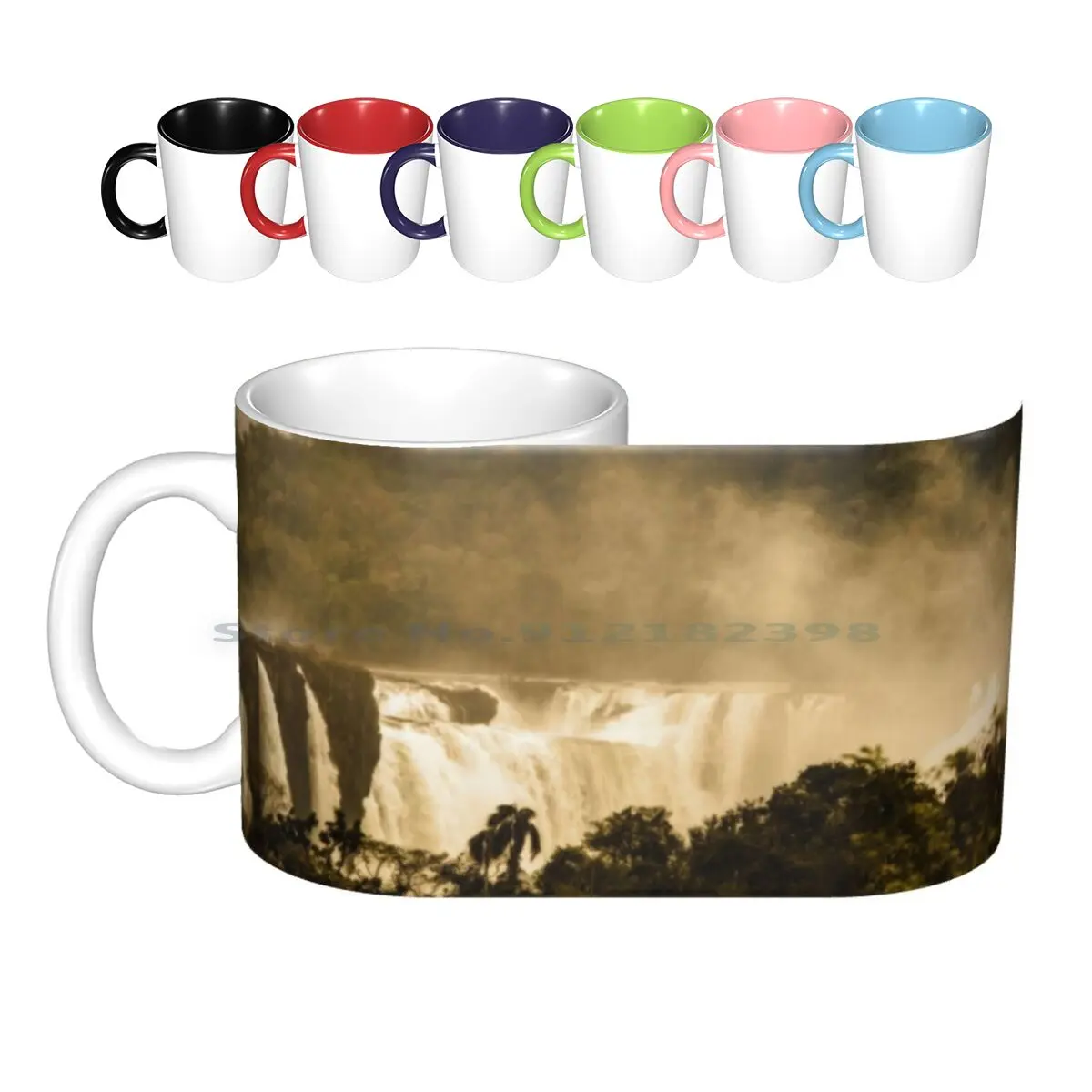 Falls-With A Autumnal Filter Ceramic Mugs Coffee Cups Milk Tea Mug Waterfall River Falls Brazil Argentina Landscape Nikon Onone