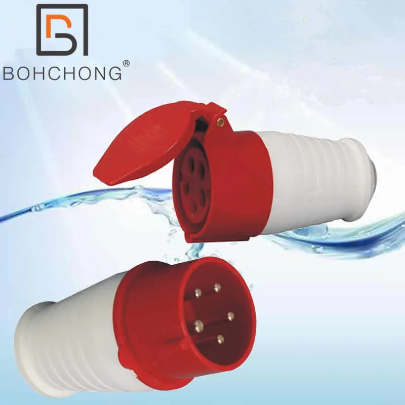 Industrial Plug and Connector Socket 5Pin 5Core 5P Electrical Connector 32A IP44 Panel Mounted Socket 220V 380V 415V MALE FEMALE