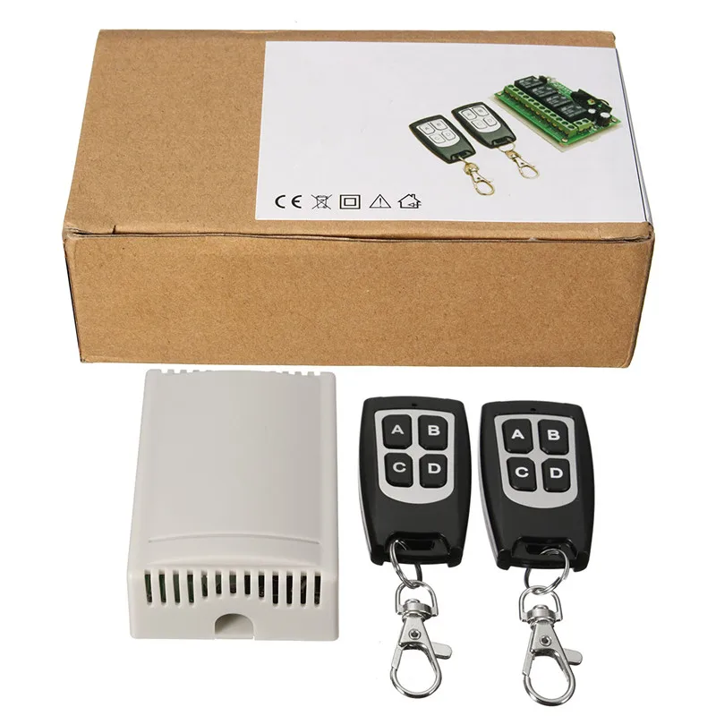 433MHz DC 12V 4CH Relay Module Receiver and Transmitter EV1527 RF Wireless Remote Control Switch for Garage Light Motor DIY New
