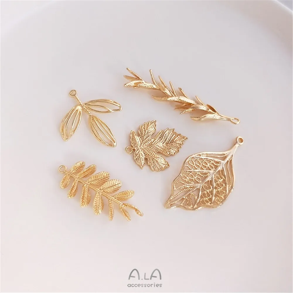 Preserve color 14K gold maple leaf leaf Willow pendant pendant DIY handmade earrings tassel earrings hairpin pendant