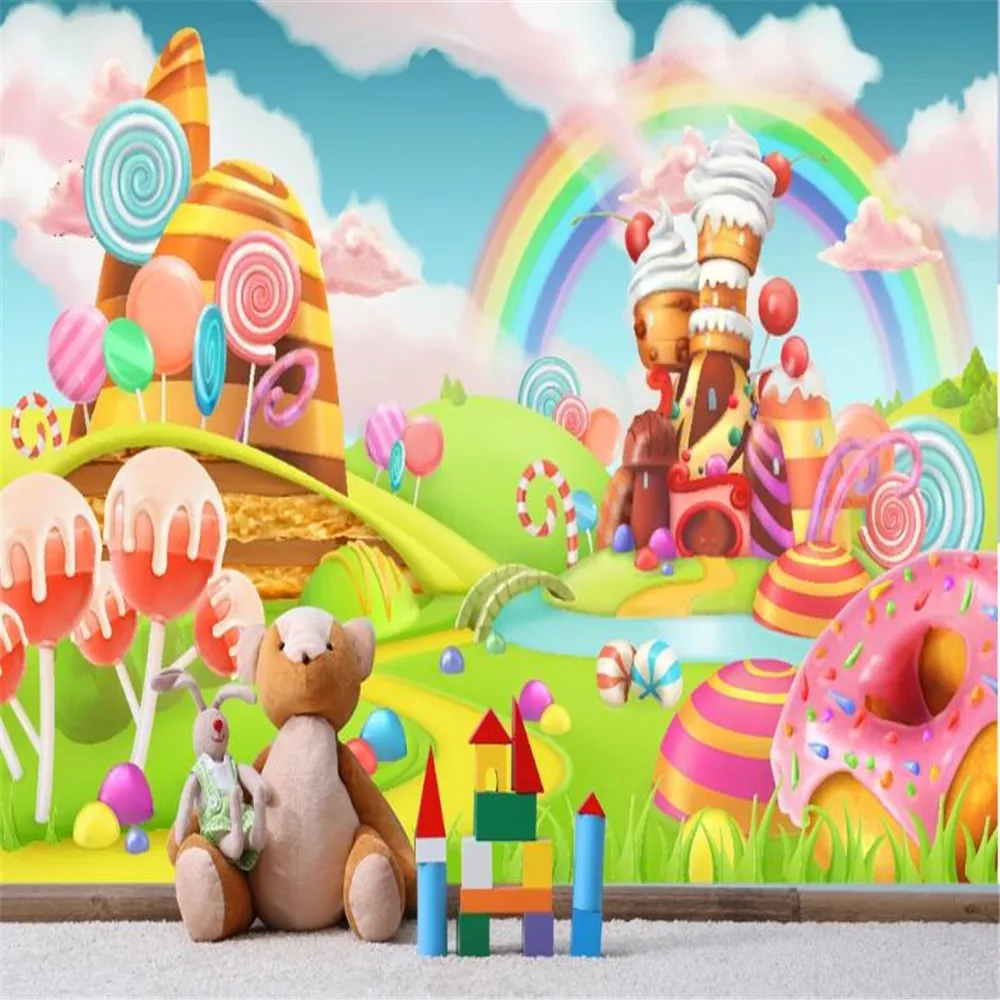 Milofi  Factory custom wallpaper mural 3d cute cartoon fantasy dessert lollipop background wallpaper mural