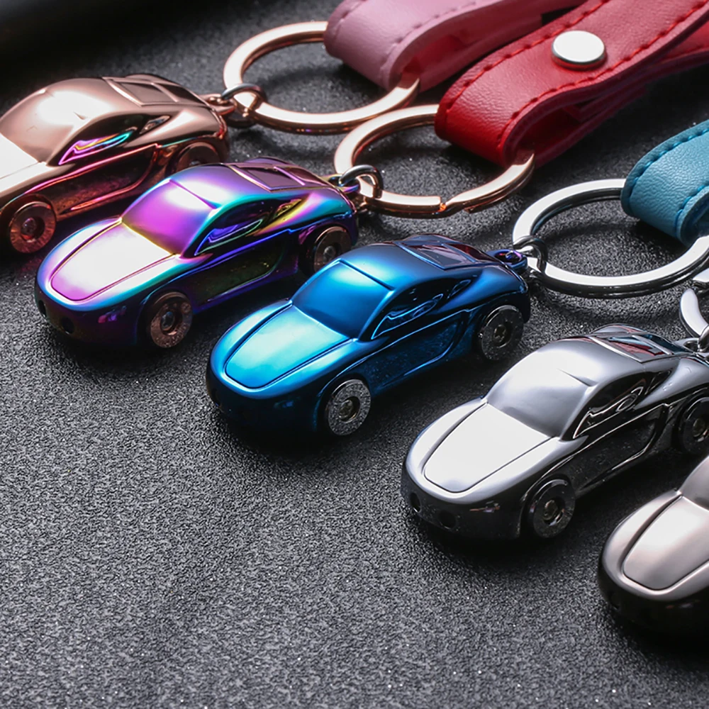 Jobon Custom Lettering Keychain LED Lights Key Chains Customize Gift For Car Key Chain Leather Rope Holder Zinc Alloy Pendant