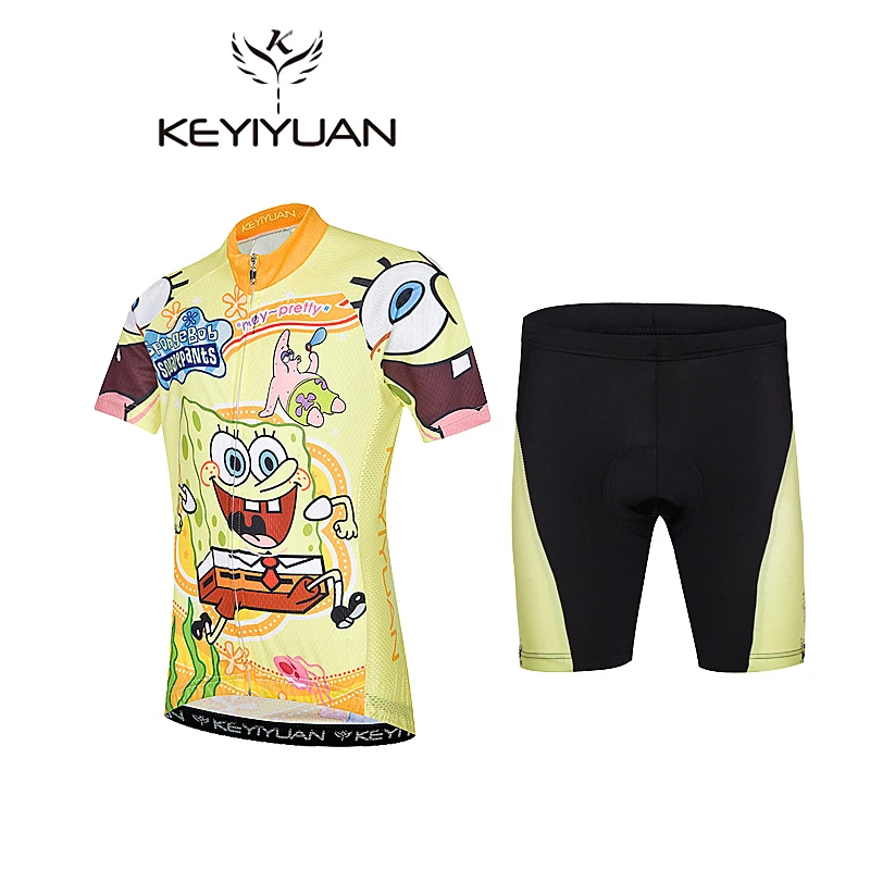 

KEYIYUAN Child Bike Riding Clothing Summer Kids Cycling Jersey Shorts Padded Road Bicycle Sport Wear Fietskleding Voor Kinderen