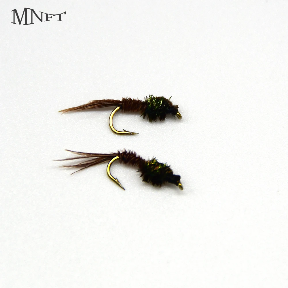 MNFT 10PCS14# Brown Flies Trout Fly Fishing Bait Peacock Brown Hackle Black Mayfly Nymph Dry Flies