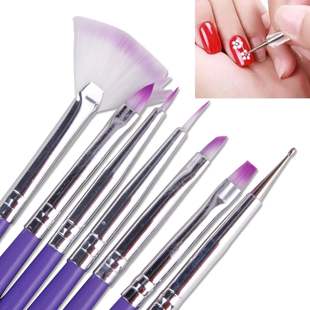 

7Pcs Nail Brush Set Art Manicure Brushes Design Gel Polish French Dotting Drawing Painting Thin Nailart Brushes Manicure Tools