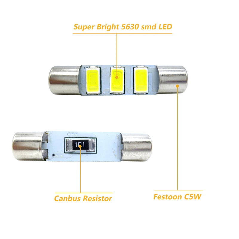 2pcs 28mm 29mm 3SMD 5630 Wedge LED Bulb C10W C5W Festoon Mirror Dome Reading Door Number Lamp white red yellow green blue