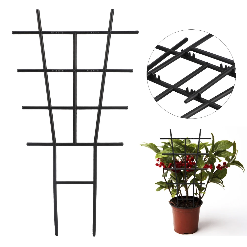 

2Pcs Planting Support Garden Trellis Plastic Black Plant Rack For Climbing Plants Gardening Outdoor Supplies