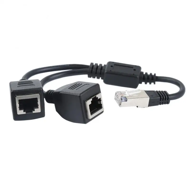 1 Male to 2 Female 2 Ways RJ45 Ports Ethernet Network Splitter Connector Extension Cables Router LAN Double Ports Plug Adapter