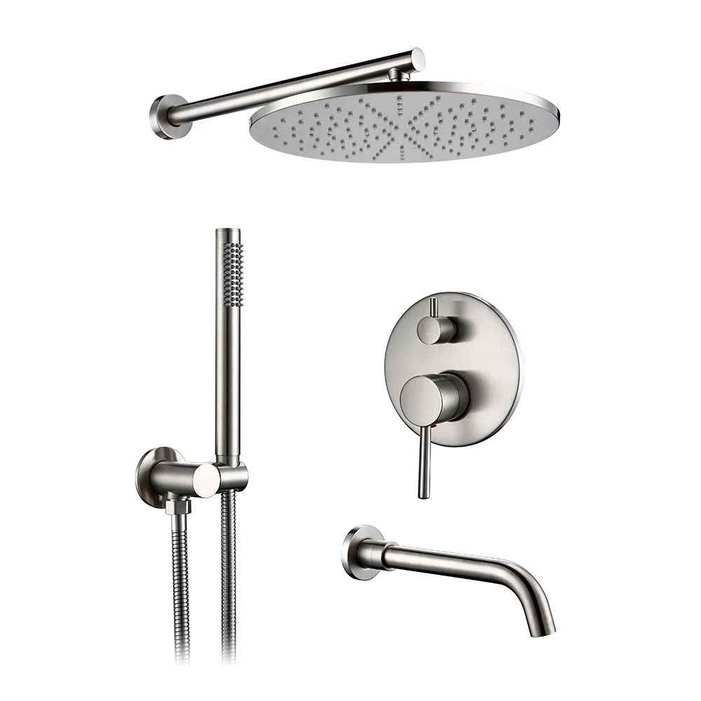 Imagem -05 - Bath Shower Head System Kit Escovado Chuva e Queda Desviador de Latão Mixer Tap Grupo Hand Held Válvula de Braço de Parede 812 em Aço Inoxidável