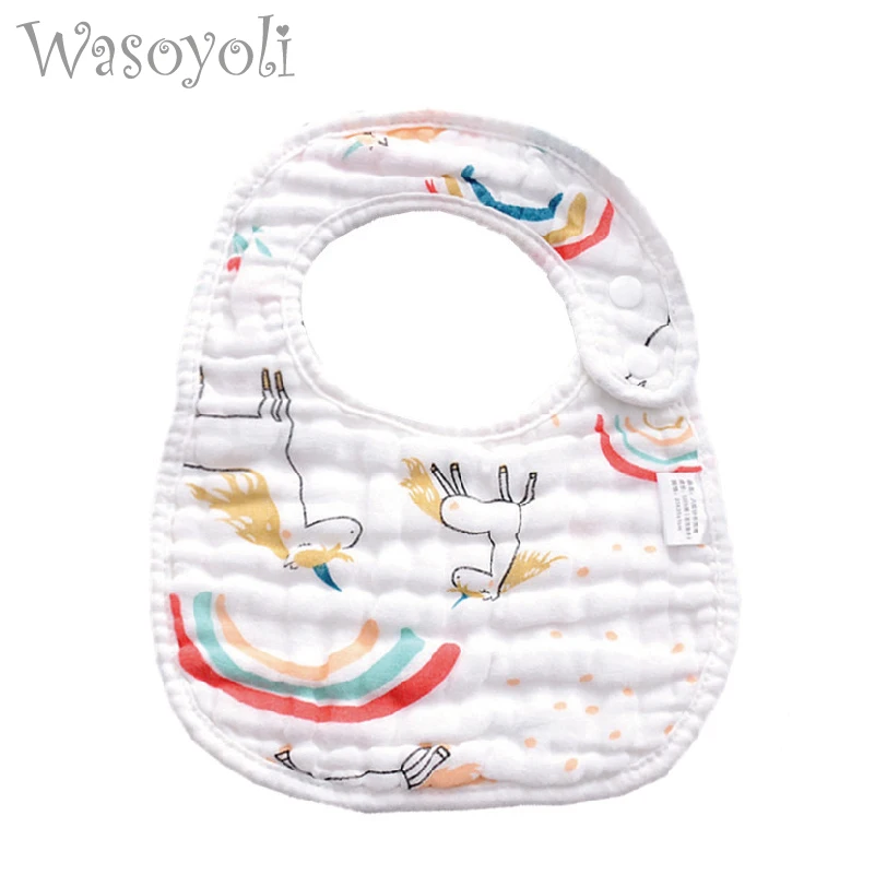 1 sztuka Wasoyoli typu Bib 8 warstw śliniaki dla niemowląt 21*28CM z nadrukiem kolorowym 100% muślinu seerscuer bawełniany śliniaczek niemowlęcy