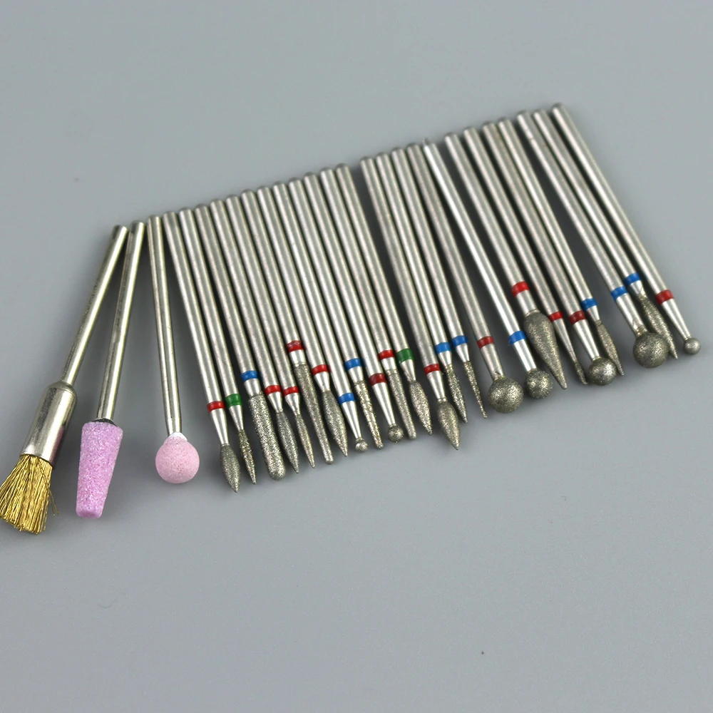 28 Types Diamond Nail Drill Milling Cutter For Manicure Bit Burr Cuticle Clean Electric Cutter Rotary Bits Accessories Nail Tool
