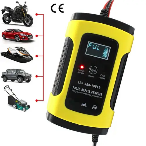 Imagen 2 del producto Cargador de batería de coche rápido de 12V 6A, 110V, 220V a 12V, pantalla LCD, carga de reparación de pulso para batería de plomo y ácido de Gel de 55AH, 75AH, 90AH, 100AH