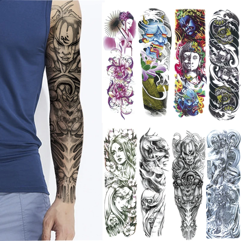

Large Arm Sleeve Tattoo Hell Devil Satan Lucifer Waterproof Temporary Tatto Sticker Rose Body Art Full Fake Tatoo Men women