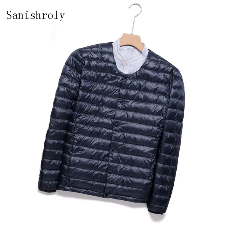 Sanishroly jaqueta masculina ultrafina de pato branco, casaco com parka para outono e inverno, plus size 827