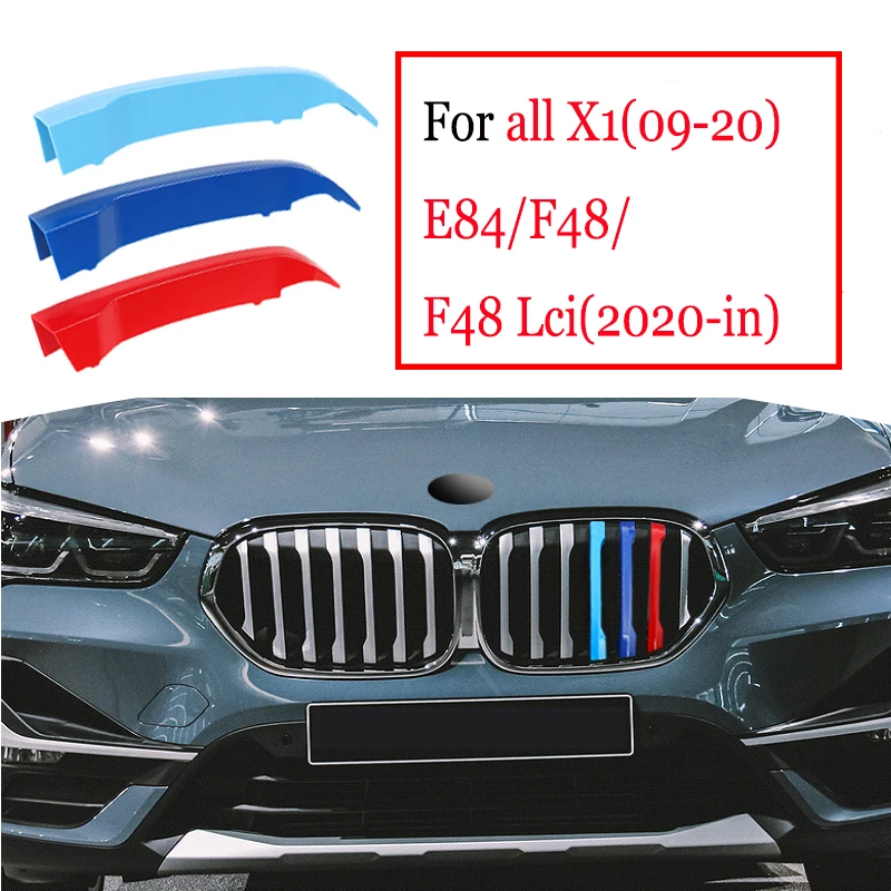 

3pcs ABS Strip For BMW X1 E84 F48 F49 2020 2009-2015 2016-2019 Car Racing Grille Strip Trim Clip M Power Performance Accessories