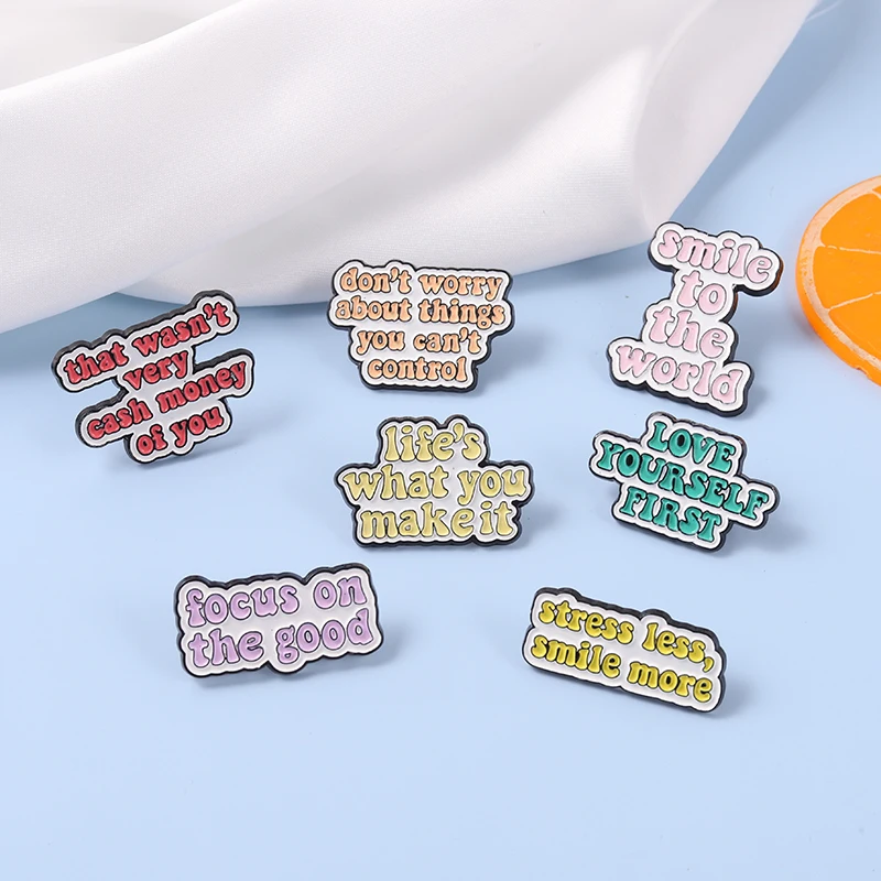 Multicolor Post-It Notes Encourage Convenient Sticker Enamel Pin Text Quotes Badge Lapel Brooches Bag Gift Jewelry Drop Shipping