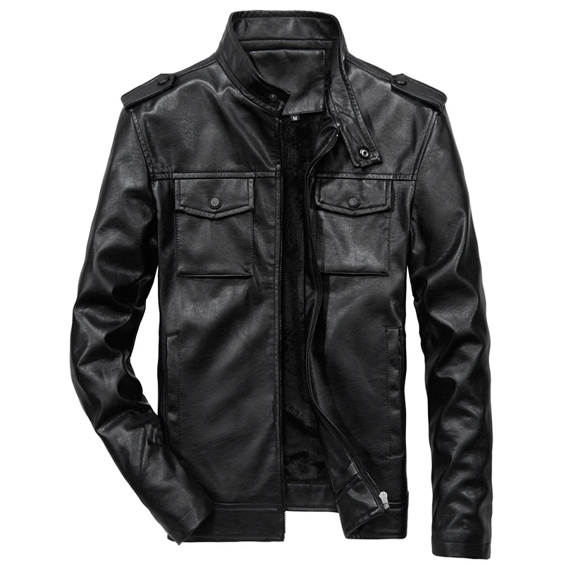 New Motorcycle Leather Jacket Men Pockets Slim Fit Bomber Jacket Casual Outwear Male Export to America PU Jackets Coats 6XL