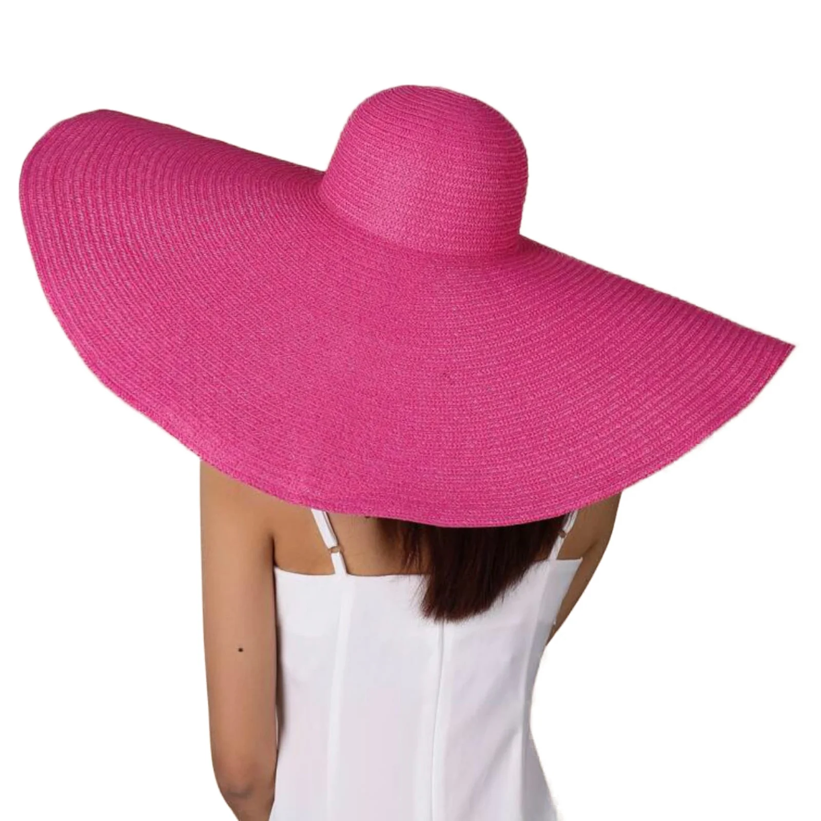 Foldable Giant Women Oversized Hat 70cm Diameter Huge Brim Floppy Summer Sun Beach Straw Hats A601