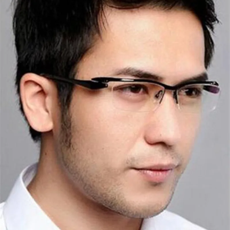 Luxury Pure Titanium Black Reading Glasses Half Rimless +50 +75 +100 +125 +150 +175 +200 +250 +3 +350 +375 +400 +425 +450 +475