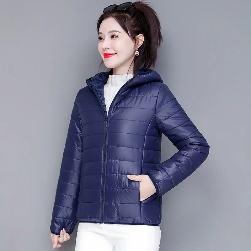 Mỏng Nhẹ Xuống Áo Khoác Nỉ Nữ Ngắn Áo Khoác Thu Đông Áo Khoác Hoodie Nữ Sinh Viên Rời Hàn Quốc Nhẹ Mùa Đông Quần Áo C