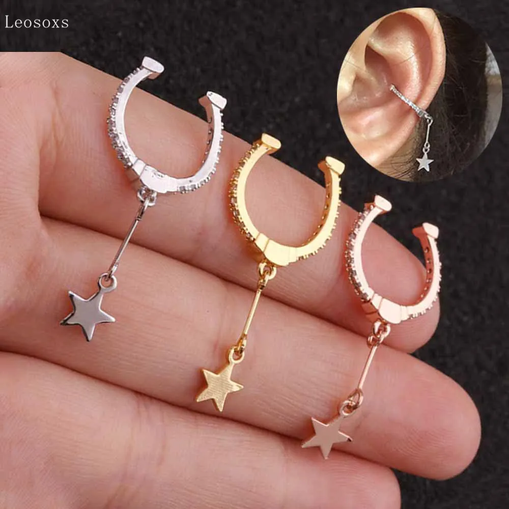 Leosoxs 2pcs Hot Sale Sweet Zircon U-shaped Ear Clip Exquisite Piercing Jewelry