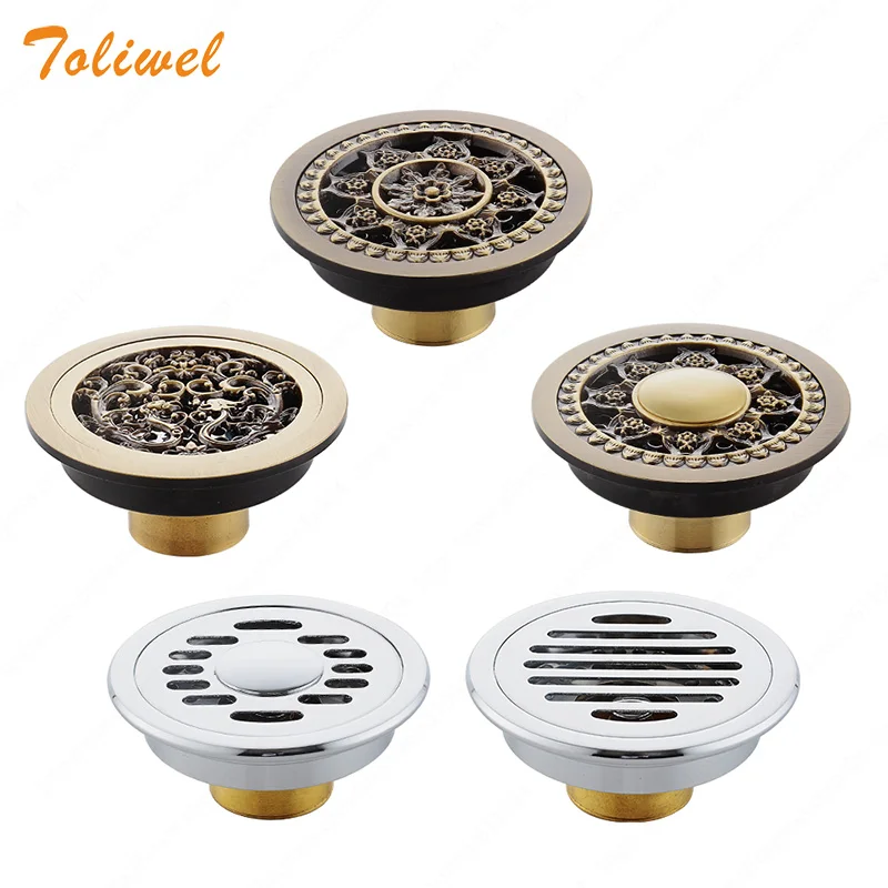 4 inch  Chrome Brass 10cm Round Deodorant Floor Drain Kitchen Bathroom Washing Machine Balcony Dual-use Floor Drain