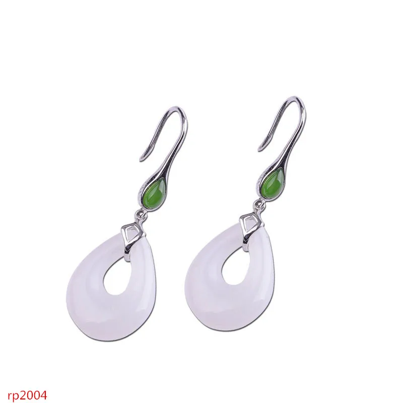 

KJJEAXCMY boutique jewelry S925 Sterling Silver Jewelry Fashion Handmade Lady Water Drop Natural Hetian Jade Earrings