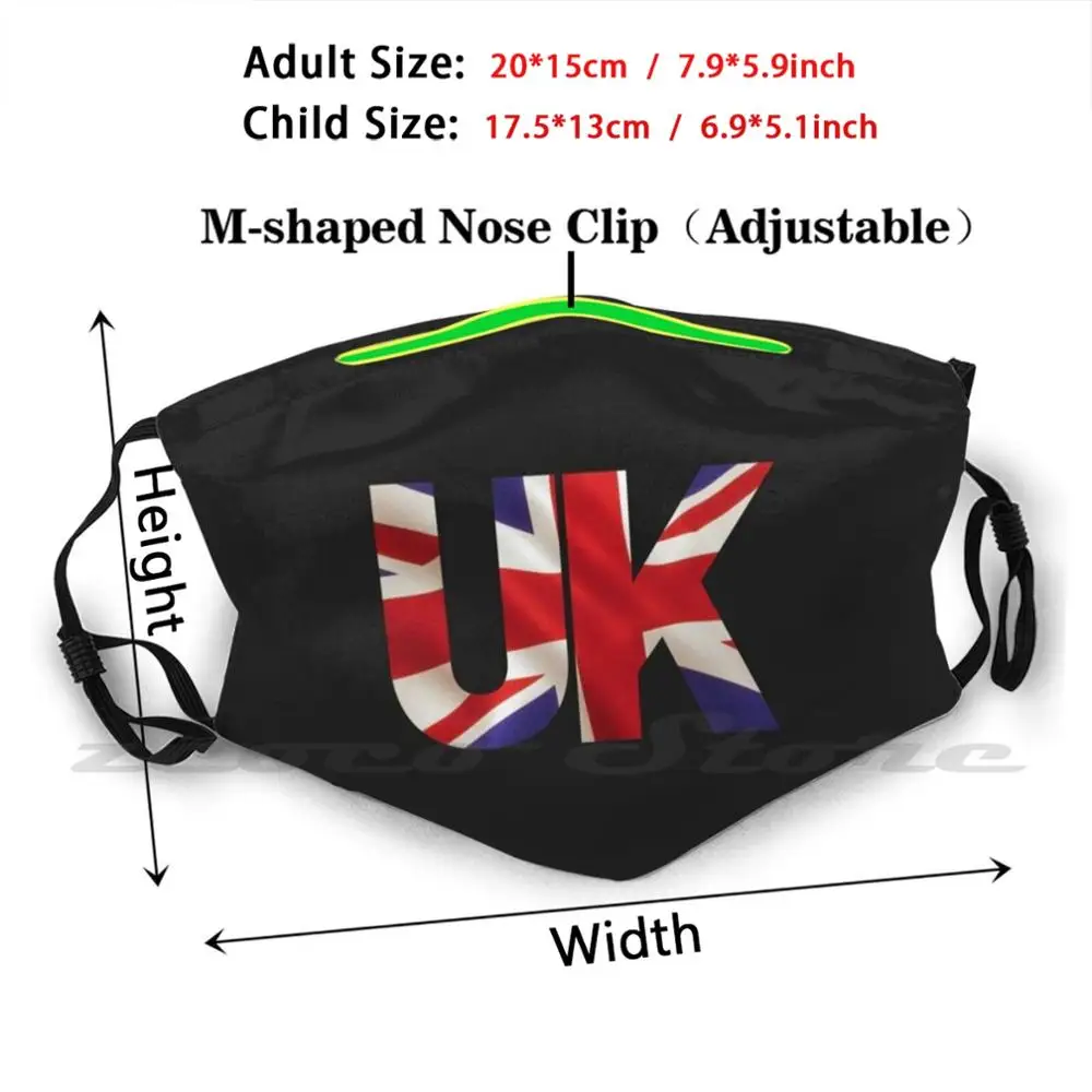 Uk Version Maske Tuch Waschbar DIY Filter Pm 2,5 Erwachsene Kinder Uk Version Uk Flagge Flagge England Uk Englisch Vereinigten königreich British