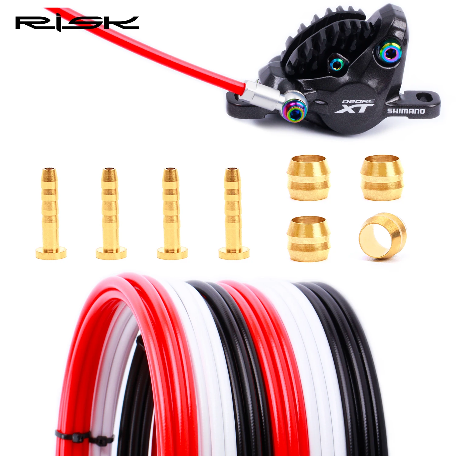 RISK RC114-1 Bike Bicycle Hydraulic Disc Brake Hose Oil Pipe Cable Oil Needle Unit Olive and Brass Connecting Insert Connector