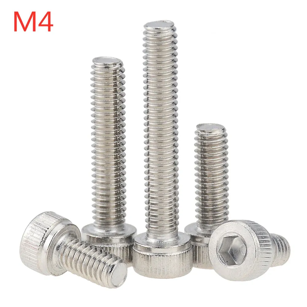 5PCS M4x6 8 10 12 16 20 25 30 35 40 Hexagon Hex Socket Cap Head Screw Stainless Steel Allen Bolt DIN912 Hex Screw M4*6 M4*12