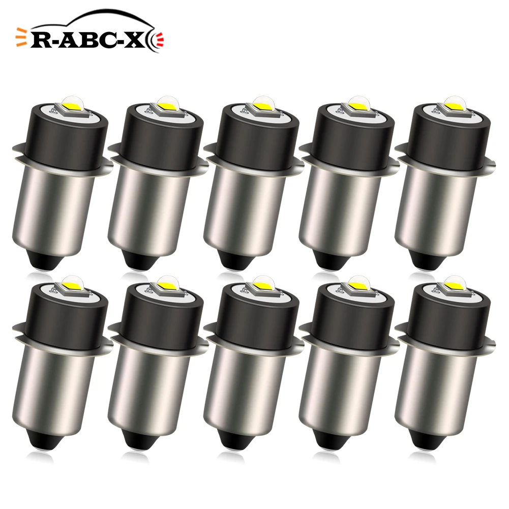 

RUIANDSION 10Pcs P13.5S pr2 LED Maglite Flashlight Bulb XPG2 1-9V 5-30V 1.5V 3V 6V 4.5V 12V 18V 24V 13.5V 1-9C/D Cells 6000K