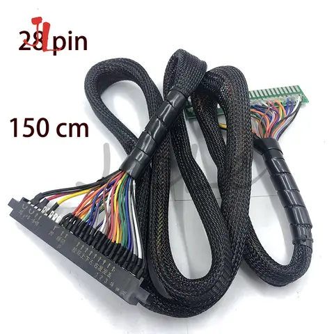 파이팅 게임기용 잠마 와이어 하네스, 연장 케이블, LCD, 2 인용, 배틀, 아케이드 보드, 28 핀, 160cm