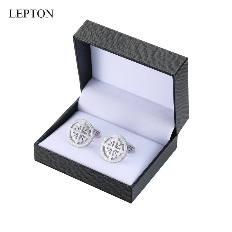 Hot Sale Silver Color Crusaders Cufflinks Lepton Stainless Steel Round Cufflink for Mens Wedding Business Cuffl Links Gemelos