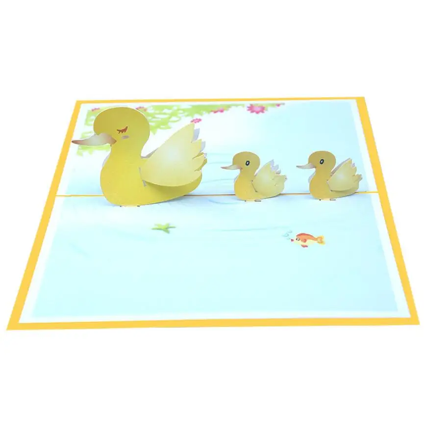 10pcs Handmade Kirigami Origami Duck 3D Greeting Cards Invitation card For Baby shower Christmas Wedding Birthday Party Gift