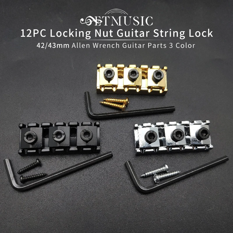 

12PC Electric Guitar String Locking Nut with Allen Wrench Screws for Tremolo Bridge 43mm 42mm