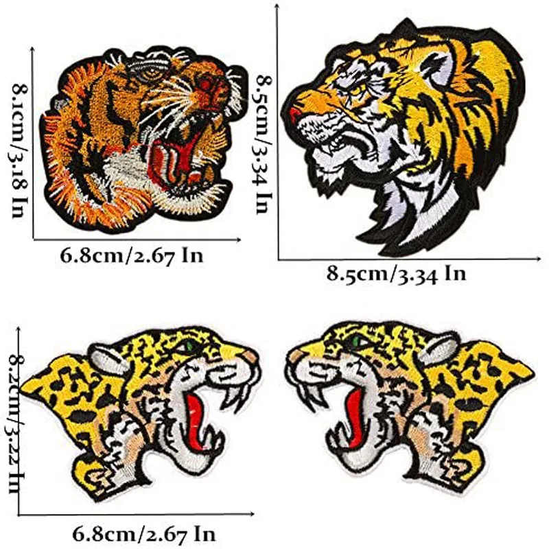 Lion Tiger Leopard Wolf Deer Eagle Embroidered Safri Animal Patches Sew Iron on Applique Badge Clothing Accessories Decoration