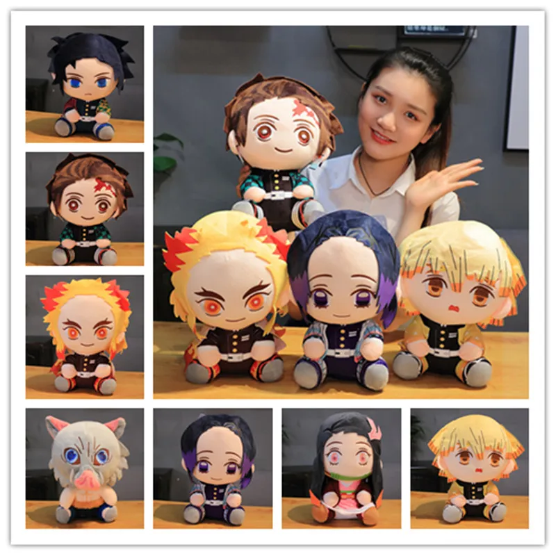 1pc 20/30cm Cartoon Demon Slayer Plush Toys Kawaii Kamado Tanjirou Agatsuma Zenitsu Kamado Nezuko Stuffed Soft Lovely Pillow