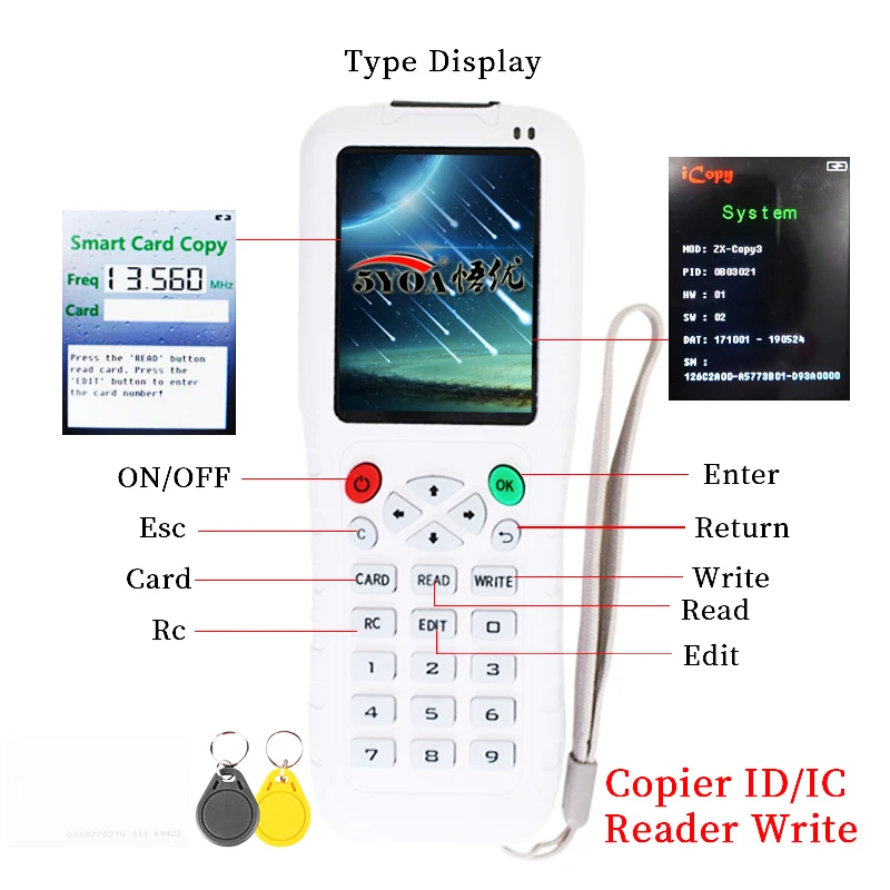 English Version Newest iCopy with Full Decode Function Smart Card Key Machine RFID NFC Copier IC ID Reader Writer 3 5 Duplicator