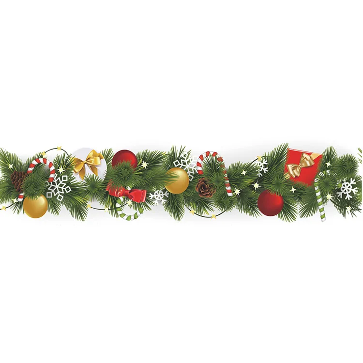 Weihnachten Kiefer Zweig Taille Linie Wand Aufkleber Wohnzimmer Sockelleiste Dekoration Neujahr Tapete Wohnkultur Fußleiste Aufkleber – Detail 8