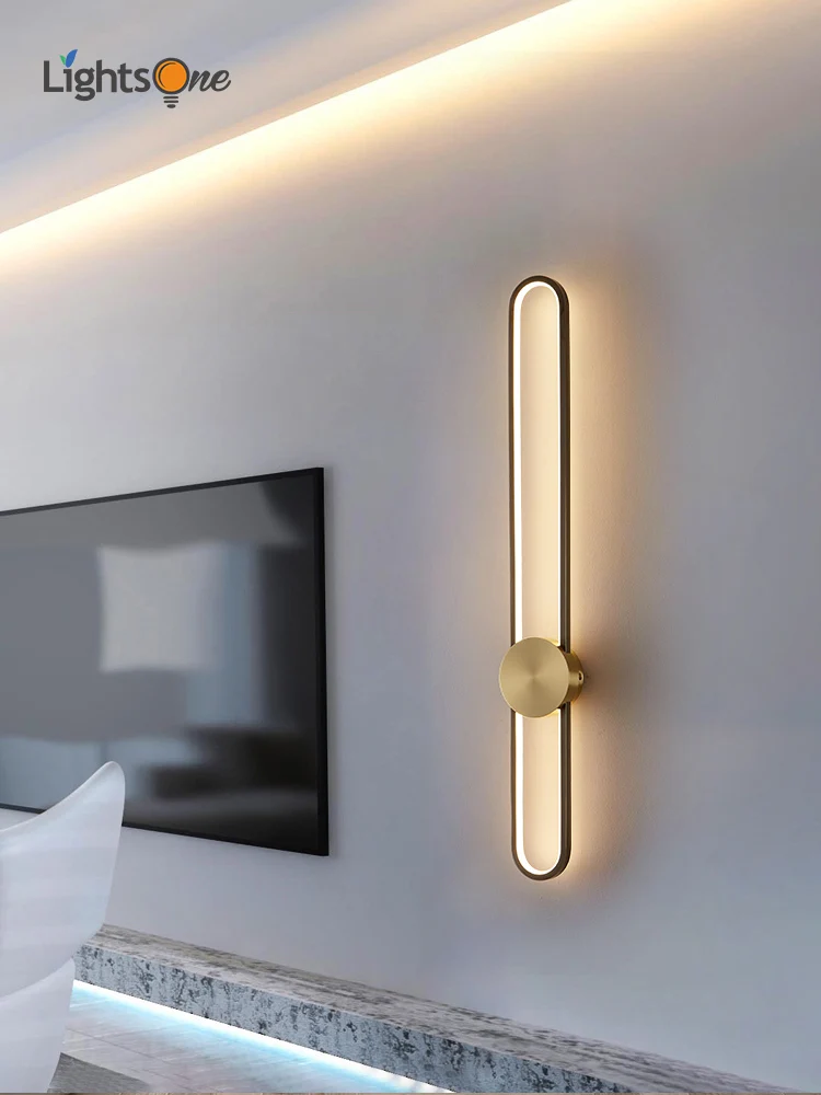 

Modern light luxury copper wall lamp bedroom bedside minimalist hotel lamp villa background wall light