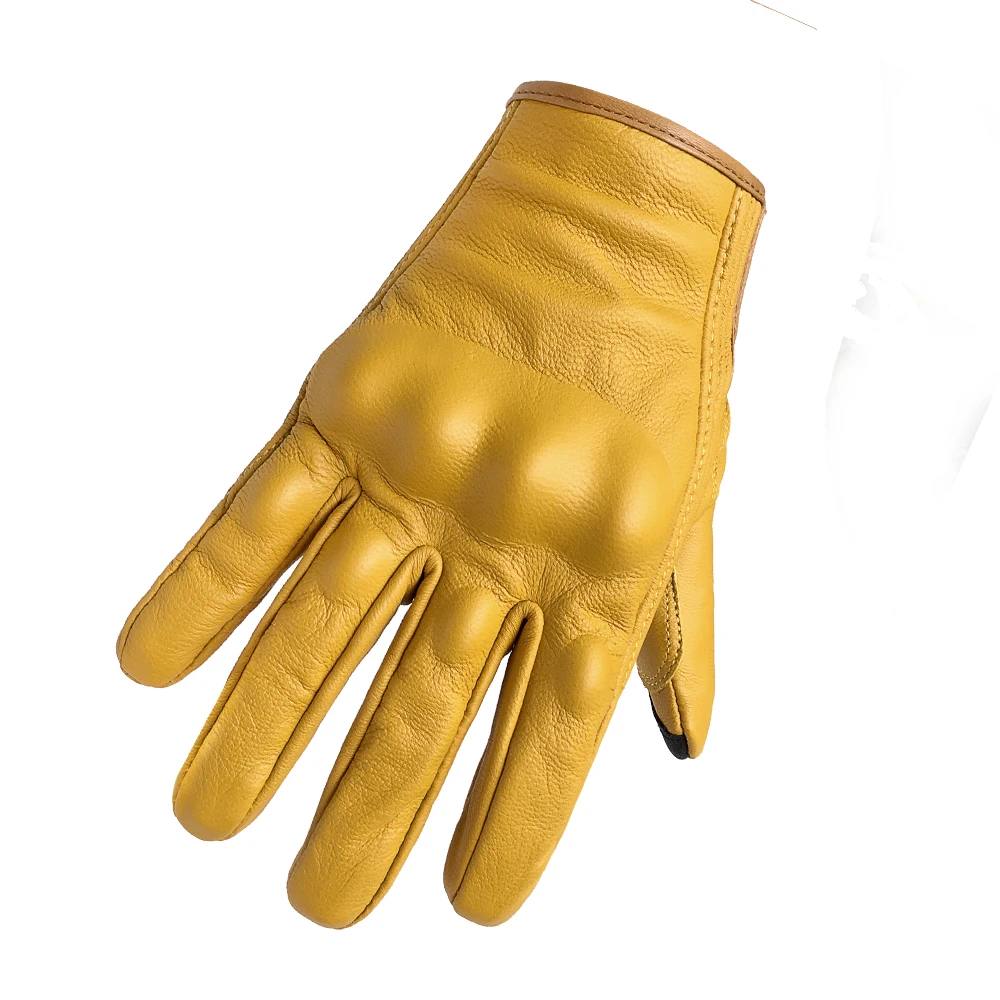 Sale Women Leather Motorcycle Gloves Touch Screen Yellow XS S M Racing Cycling Goatskin Moto Glove Motorbike Riding Dirt Bike