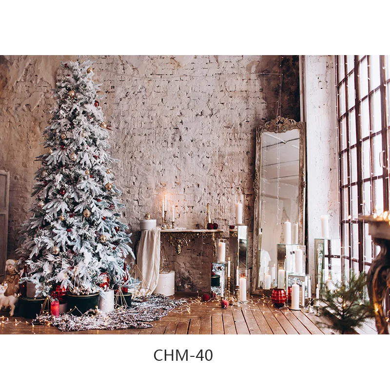 Fondo fotográfico de tela fotorealistic, telón de fondo para fotografía del día de Navidad, utilería para árbol de Navidad, chimenea, CHM-001