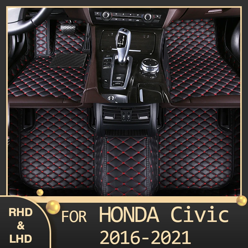 MIDOON Car floor mats for Honda Civic 2016 2017 2018 2019 2020 2021 Custom auto foot Pads automobile carpet cover