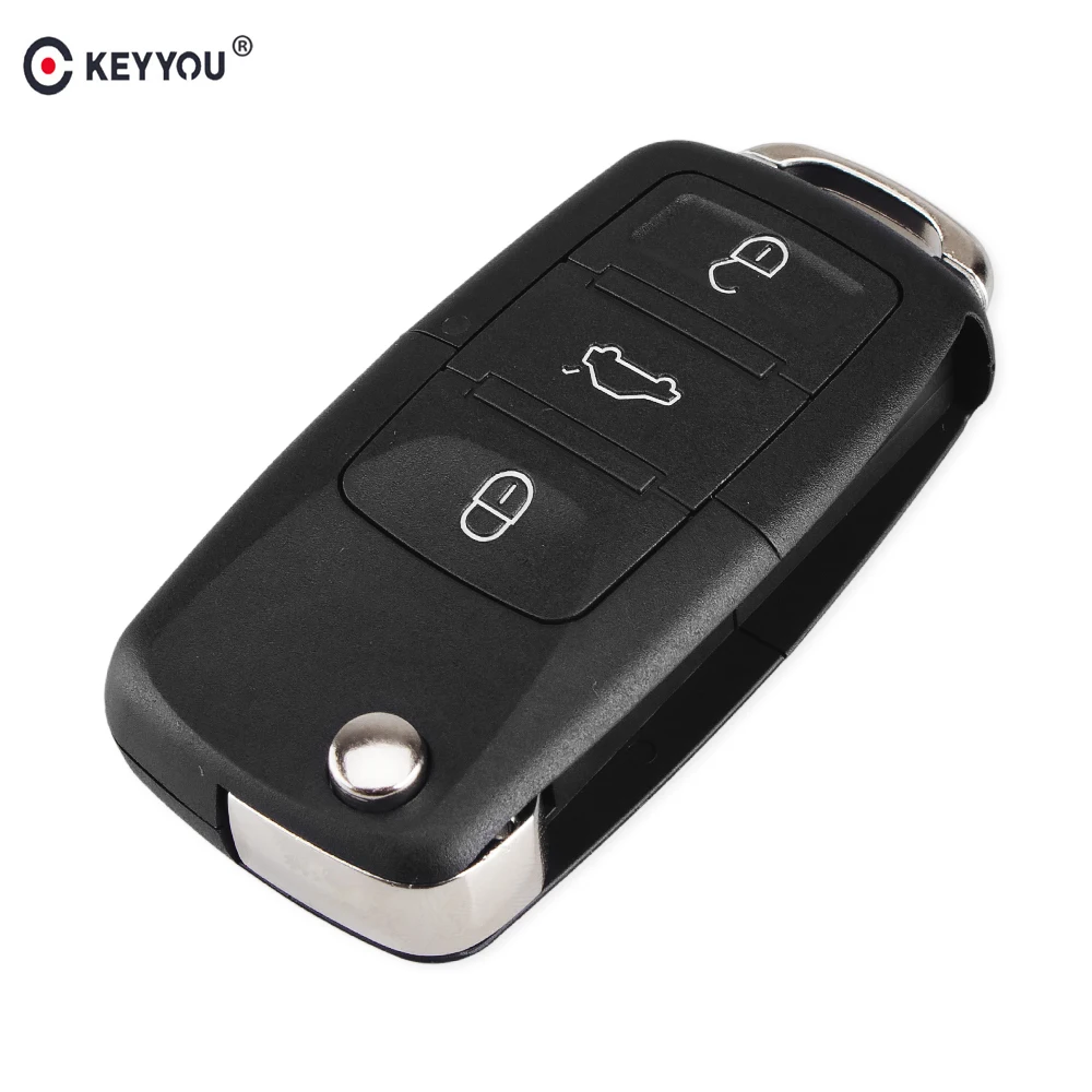 

KEYYOU 3 Buttons Folding Flip Remote Key Shell Car Key Case For VW Volkswagen Bora Passat Golf Polo Jetta Sharan Touran No Blade