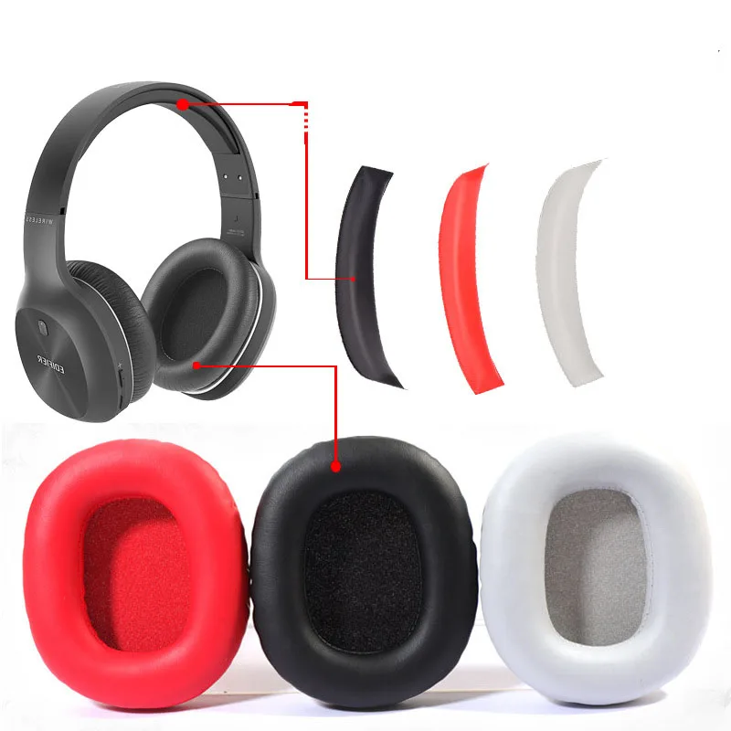 مناسبة ل اديفير W800BT W808BT K800 K830 K815P G1 بطانة للأذن سماعة كم رئيس شعاع الإسفنج وسادة جلدية للأذنين